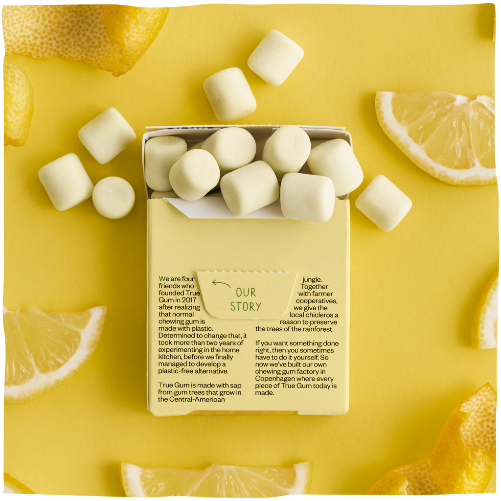 True Gum Lemon biodegradable, sugar-free, plastic-free chewing gum