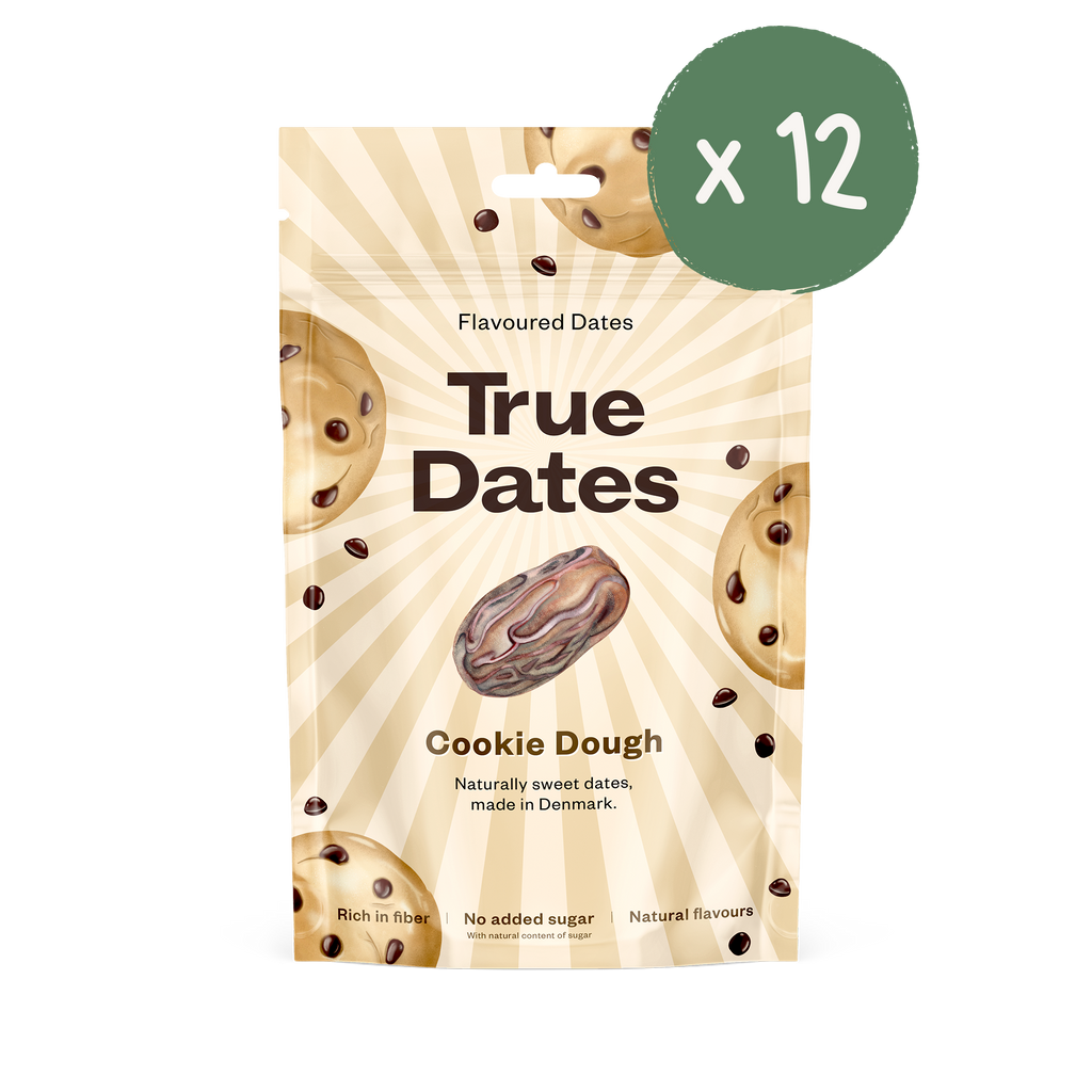 True Dates Cookie Dough naturally sweet dates with flavour wrapped in home compostable packaging