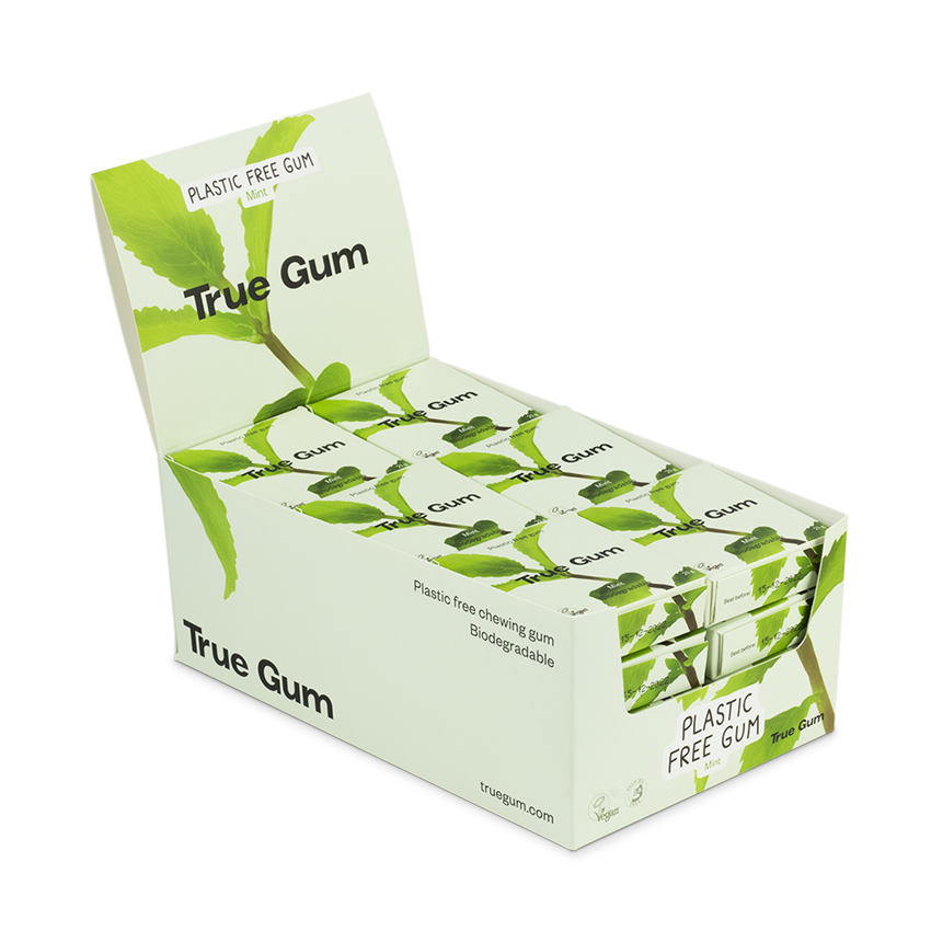 True Gum Mint Plastic-free, vegan, biodegradable chewing gum 24-pack