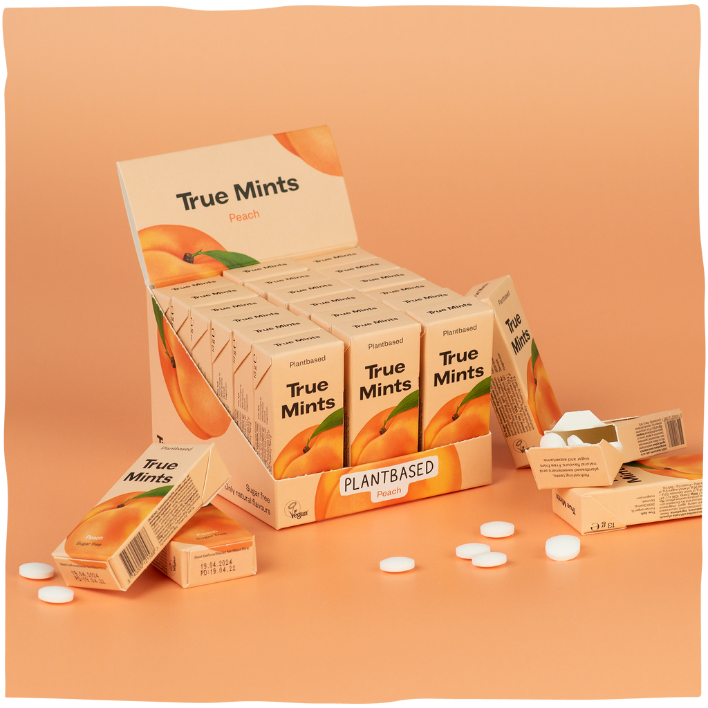 True Mints Peach Plantbased sugar free Pastilles